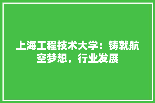 上海工程技术大学：铸就航空梦想，行业发展