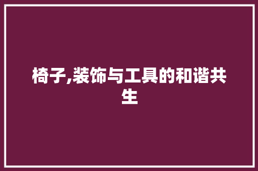 椅子,装饰与工具的和谐共生