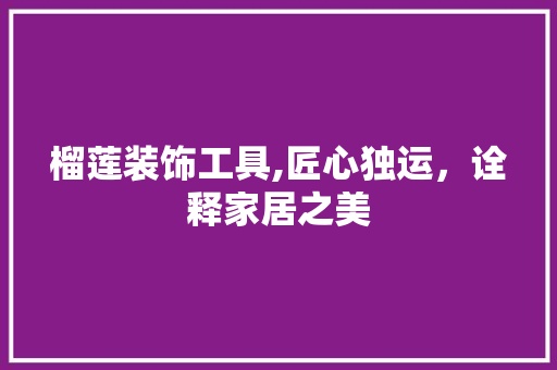 榴莲装饰工具,匠心独运，诠释家居之美 软装设计