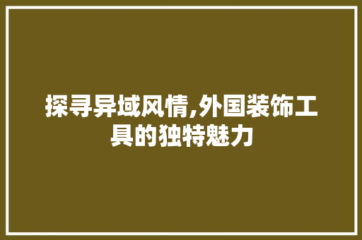 探寻异域风情,外国装饰工具的独特魅力 室内设计