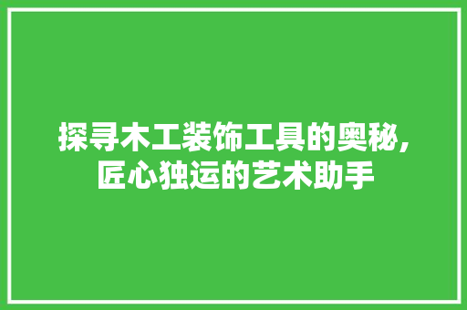 探寻木工装饰工具的奥秘,匠心独运的艺术助手 中式风格装饰