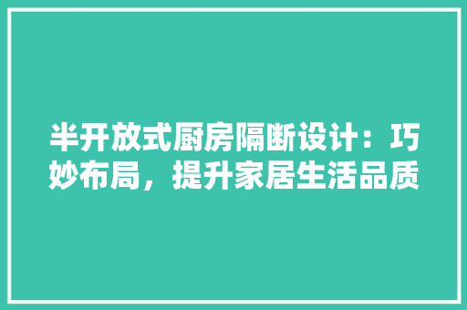 半开放式厨房隔断设计：巧妙布局，提升家居生活品质 家居装修