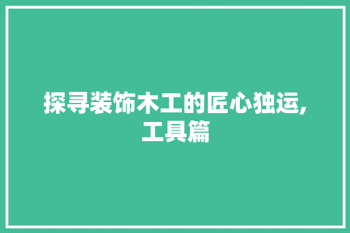 探寻装饰木工的匠心独运,工具篇 客厅装修