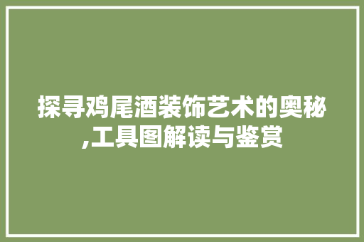 探寻鸡尾酒装饰艺术的奥秘,工具图解读与鉴赏 中式风格装饰