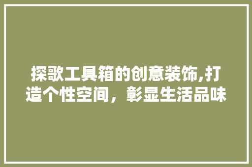 探歌工具箱的创意装饰,打造个性空间，彰显生活品味 现代风格装饰