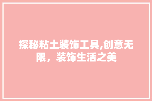 探秘粘土装饰工具,创意无限，装饰生活之美