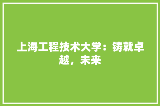 上海工程技术大学：铸就卓越，未来 家居装修