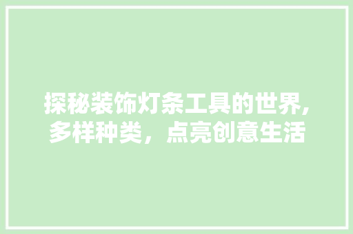 探秘装饰灯条工具的世界,多样种类，点亮创意生活 现代风格装饰