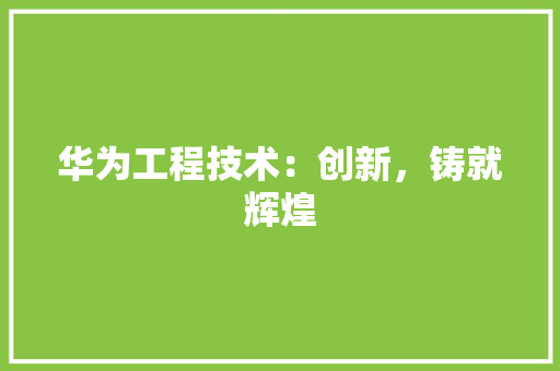 华为工程技术：创新，铸就辉煌 家居装修