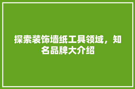 探索装饰墙纸工具领域，知名品牌大介绍 室内设计