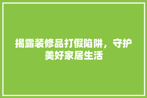 揭露装修品打假陷阱，守护美好家居生活 现代风格装饰
