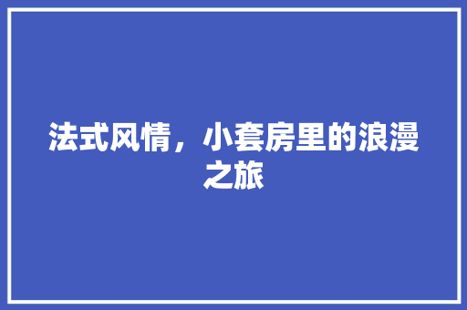 法式风情，小套房里的浪漫之旅 室内设计