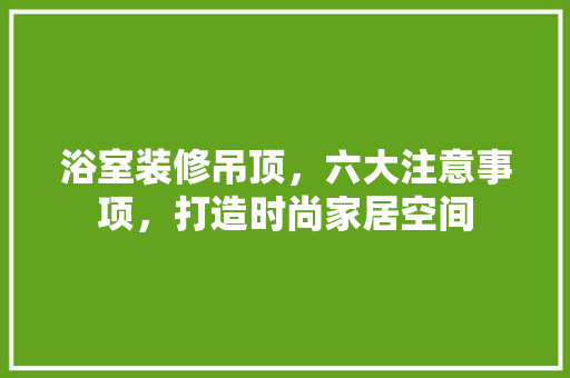 浴室装修吊顶，六大注意事项，打造时尚家居空间 木雕艺术
