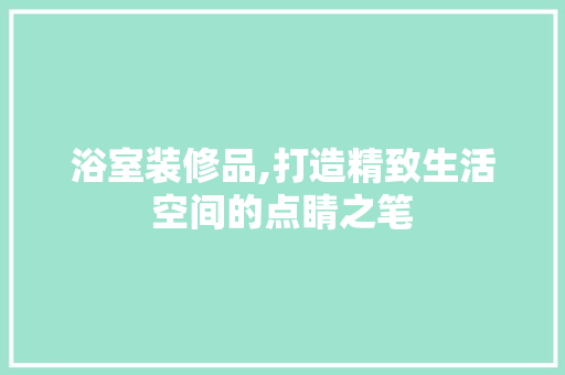 浴室装修品,打造精致生活空间的点睛之笔