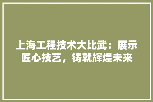 上海工程技术大比武：展示匠心技艺，铸就辉煌未来 软装设计