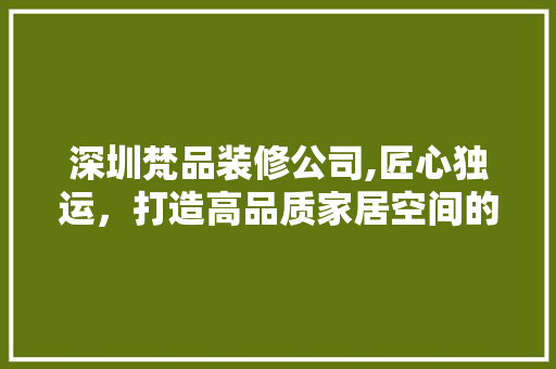 深圳梵品装修公司,匠心独运，打造高品质家居空间的艺术传承 室内设计