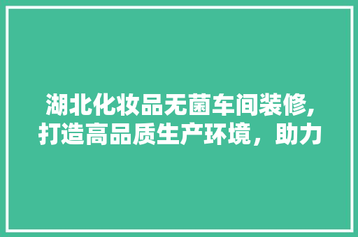 湖北化妆品无菌车间装修,打造高品质生产环境，助力行业健康发展 木雕艺术