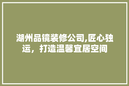湖州品镜装修公司,匠心独运，打造温馨宜居空间 中式风格装饰