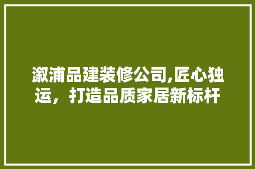 溆浦品建装修公司,匠心独运，打造品质家居新标杆 软装设计