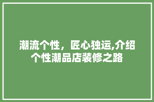 潮流个性，匠心独运,介绍个性潮品店装修之路