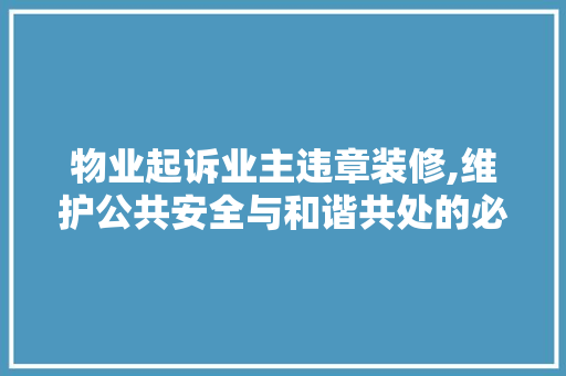 物业起诉业主违章装修,维护公共安全与和谐共处的必然选择 现代风格装饰