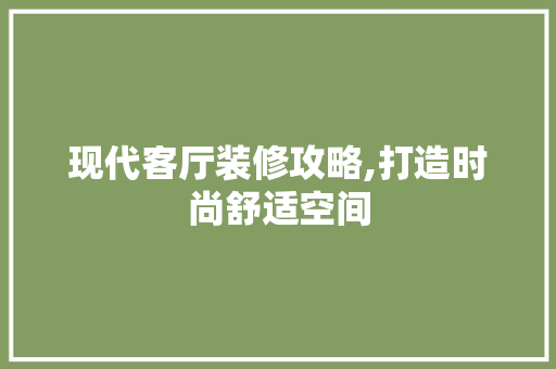 现代客厅装修攻略,打造时尚舒适空间 家居装修