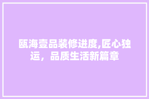 瓯海壹品装修进度,匠心独运，品质生活新篇章 现代风格装饰