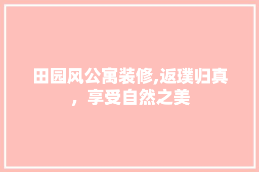 田园风公寓装修,返璞归真，享受自然之美 中式风格装饰
