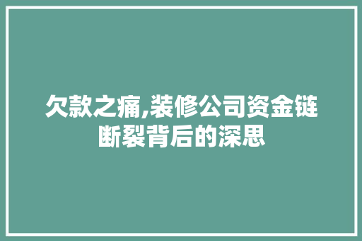 欠款之痛,装修公司资金链断裂背后的深思 木雕艺术
