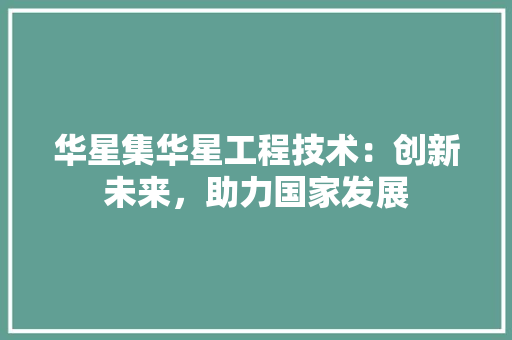 华星集华星工程技术：创新未来，助力国家发展 家居装修