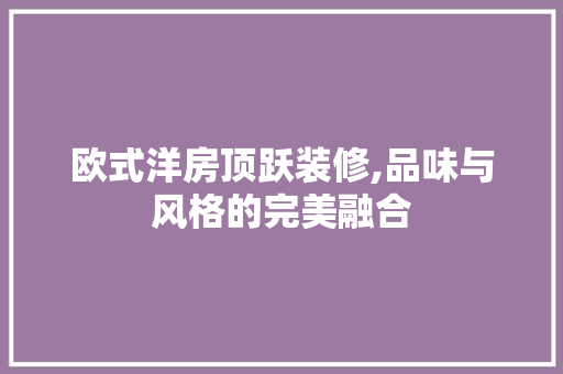 欧式洋房顶跃装修,品味与风格的完美融合