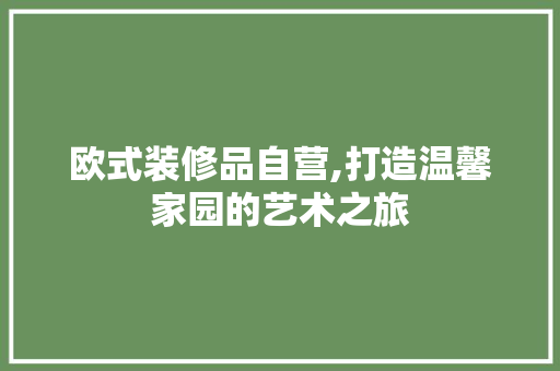 欧式装修品自营,打造温馨家园的艺术之旅 客厅装修
