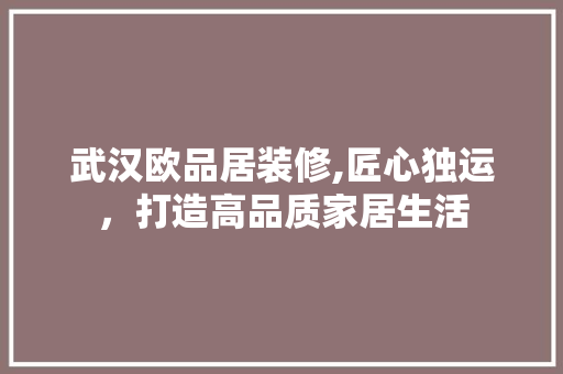 武汉欧品居装修,匠心独运，打造高品质家居生活 客厅装修