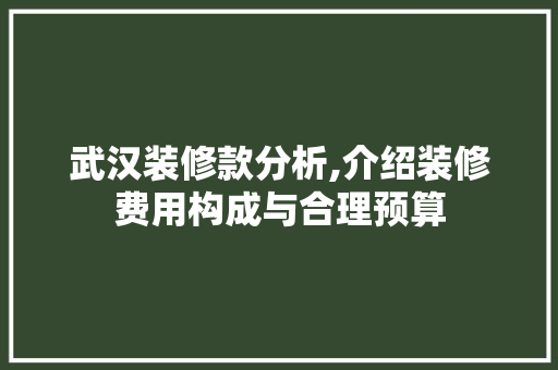 武汉装修款分析,介绍装修费用构成与合理预算 客厅装修