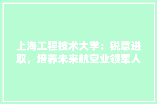 上海工程技术大学：锐意进取，培养未来航空业领军人才 软装设计