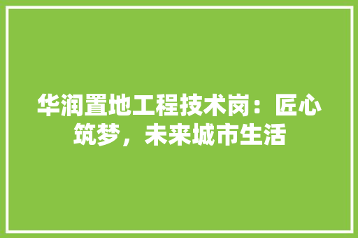 华润置地工程技术岗：匠心筑梦，未来城市生活 家居装修