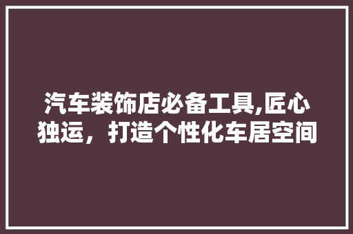 汽车装饰店必备工具,匠心独运，打造个性化车居空间 软装设计