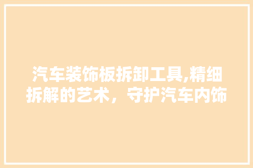 汽车装饰板拆卸工具,精细拆解的艺术，守护汽车内饰的完美 木雕艺术