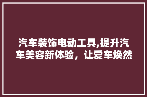 汽车装饰电动工具,提升汽车美容新体验，让爱车焕然一新 中式风格装饰