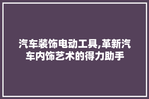 汽车装饰电动工具,革新汽车内饰艺术的得力助手 现代风格装饰