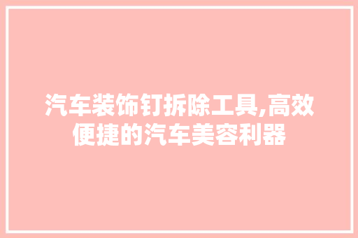 汽车装饰钉拆除工具,高效便捷的汽车美容利器