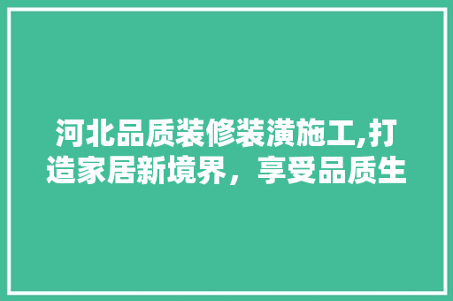 河北品质装修装潢施工,打造家居新境界，享受品质生活