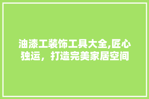 油漆工装饰工具大全,匠心独运，打造完美家居空间 现代风格装饰
