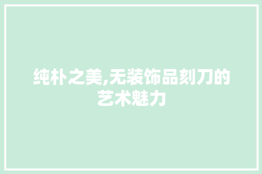 纯朴之美,无装饰品刻刀的艺术魅力