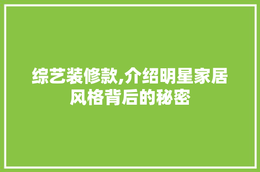 综艺装修款,介绍明星家居风格背后的秘密 客厅装修