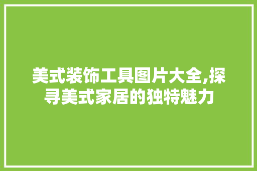 美式装饰工具图片大全,探寻美式家居的独特魅力 软装设计