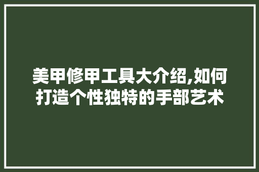 美甲修甲工具大介绍,如何打造个性独特的手部艺术 软装设计