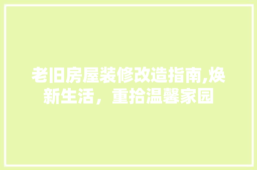 老旧房屋装修改造指南,焕新生活，重拾温馨家园 软装设计