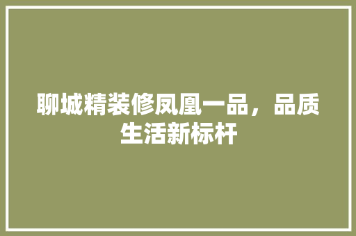 聊城精装修凤凰一品，品质生活新标杆