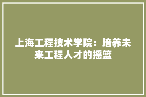 上海工程技术学院：培养未来工程人才的摇篮 软装设计